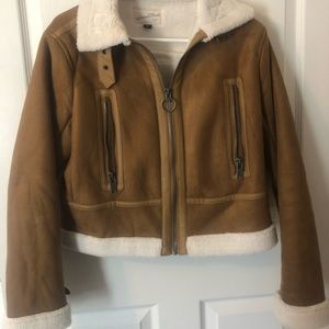 Wool lined suede coat